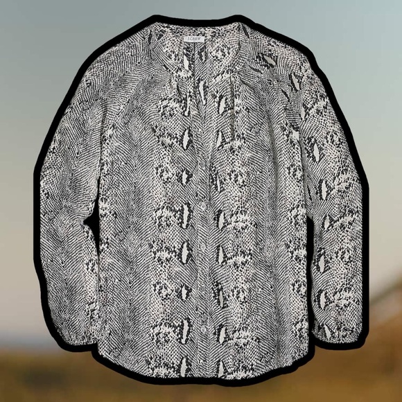 NWOT J. Crew Factory ‘Long-Sleeve Snakeskin-Print Button-Up Raglan Top’ Size XXS - Picture 1 of 14